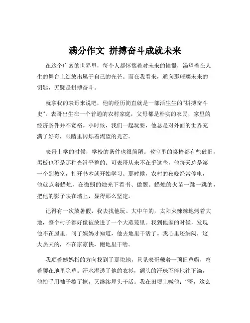 满分作文  拼搏奋斗成就未来