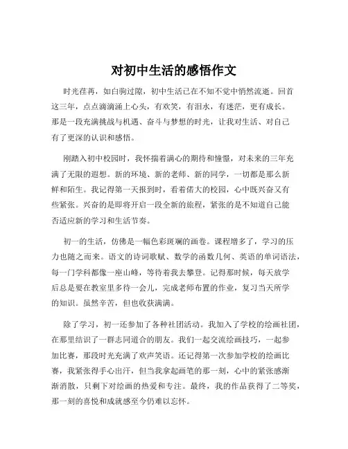 对初中生活的感悟作文