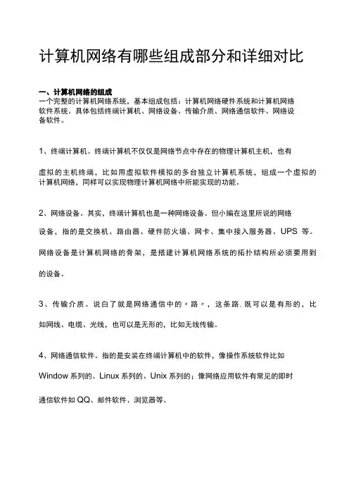 计算机网络有哪些组成部分和详细对比