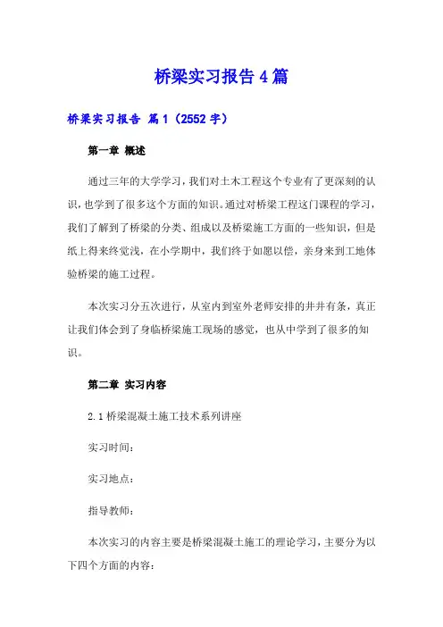 (实用)桥梁实习报告4篇