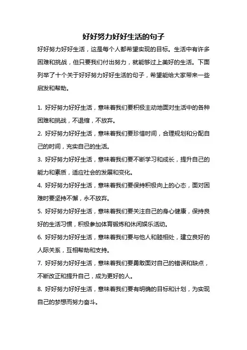 好好努力好好生活的句子