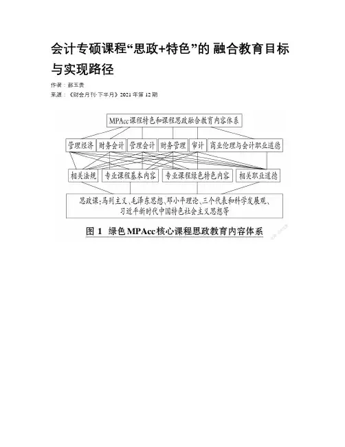 会计专硕课程“思政+特色”的 融合教育目标与实现路径