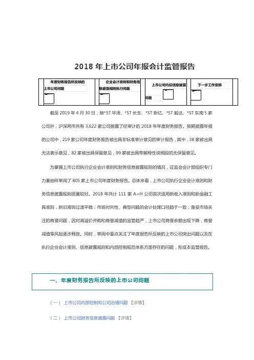 2018年上市公司年报会计监管报告