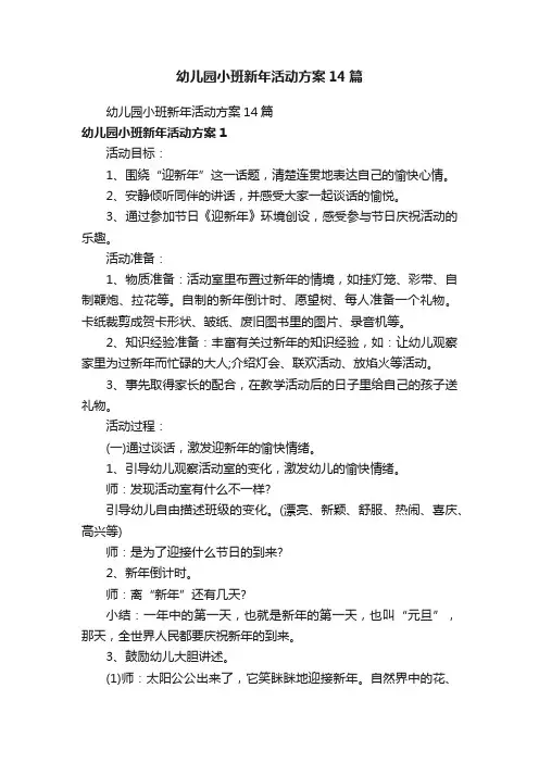 幼儿园小班新年活动方案14篇