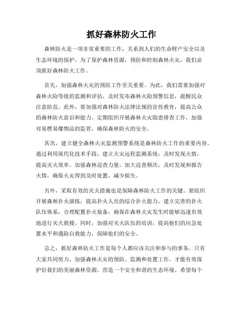 抓好森林防火工作