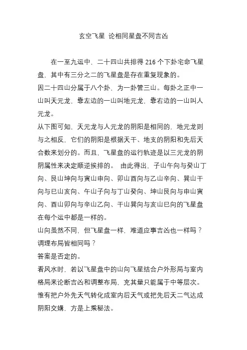 玄空飞星 论相同星盘不同吉凶