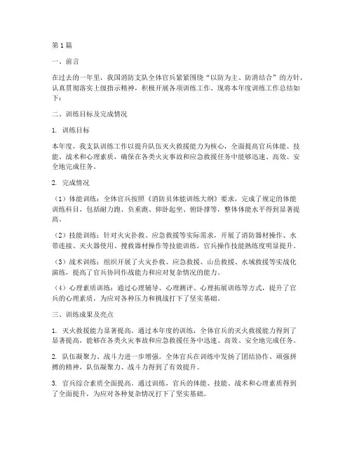 消防支队年度训练总结(3篇)