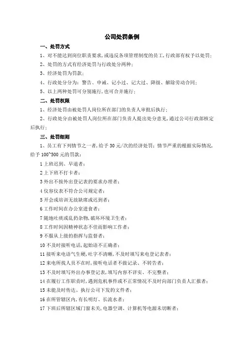 公司处罚条例