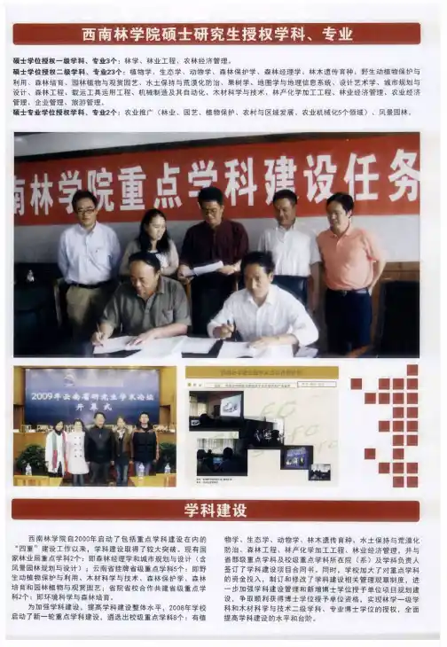 西南林学院硕士研究生授权学科、专业
