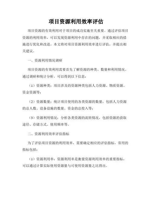 项目资源利用效率评估