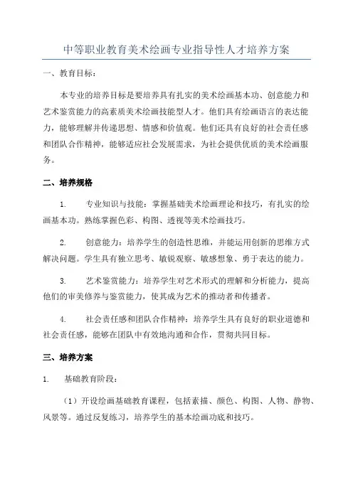 中等职业教育美术绘画专业指导性人才培养方案