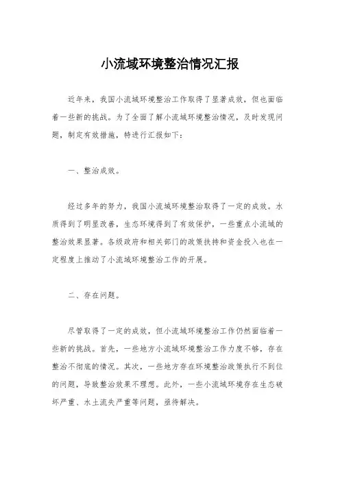 小流域环境整治情况汇报