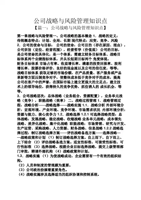 公司战略与风险管理知识点
