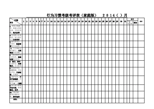行为习惯考评表(家庭版)