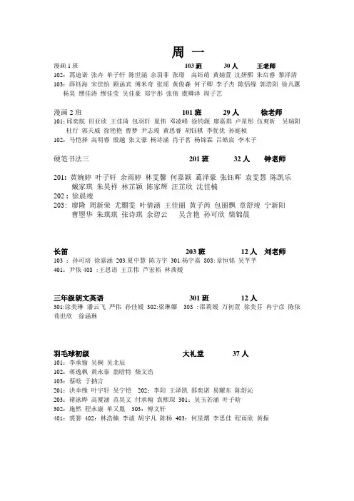 点名表