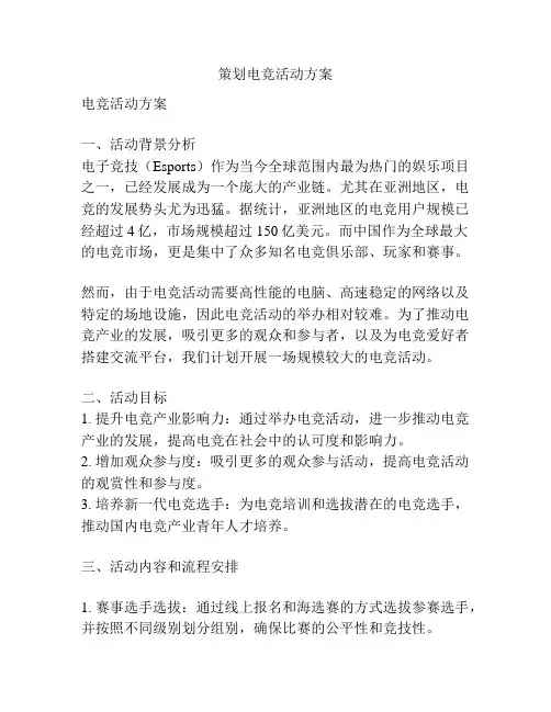 策划电竞活动方案