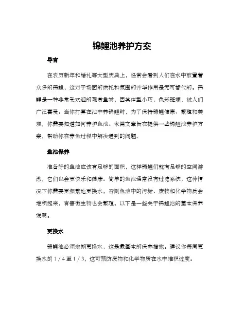 锦鲤池养护方案