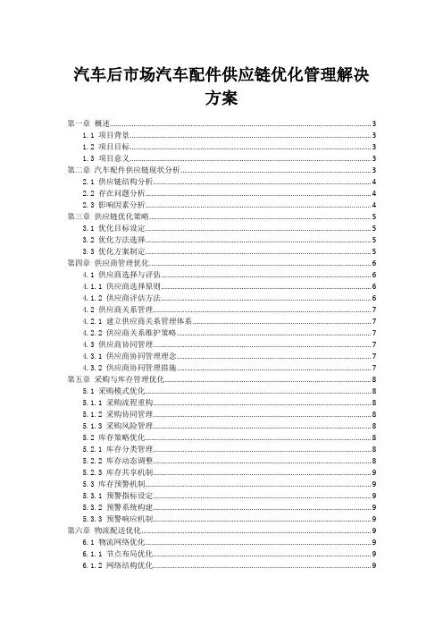 汽车后市场汽车配件供应链优化管理解决方案