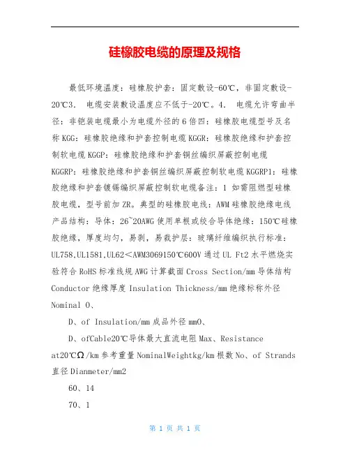 硅橡胶电缆的原理及规格
