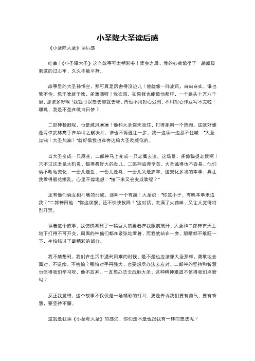 小圣降大圣读后感