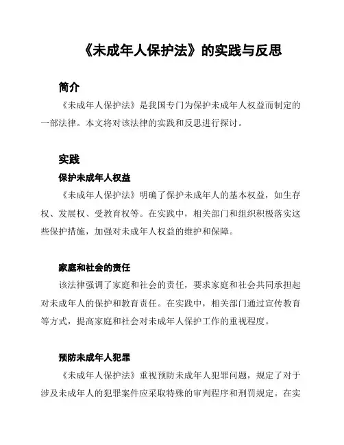 《未成年人保护法》的实践与反思
