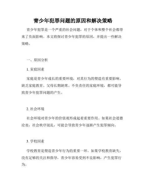 青少年犯罪问题的原因和解决策略