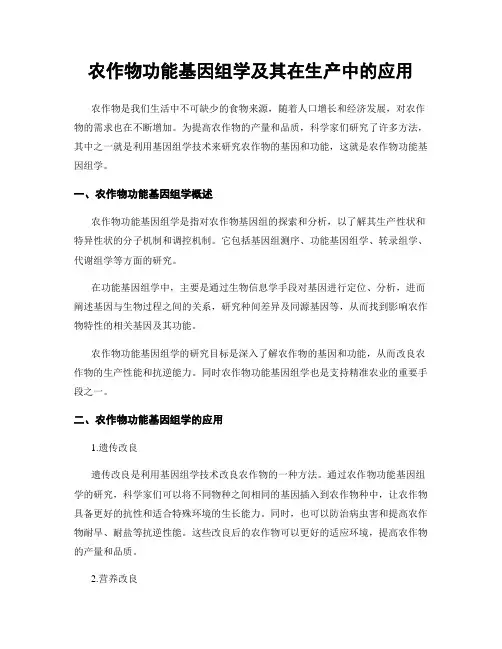 农作物功能基因组学及其在生产中的应用
