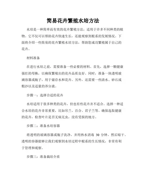 简易花卉繁殖水培方法