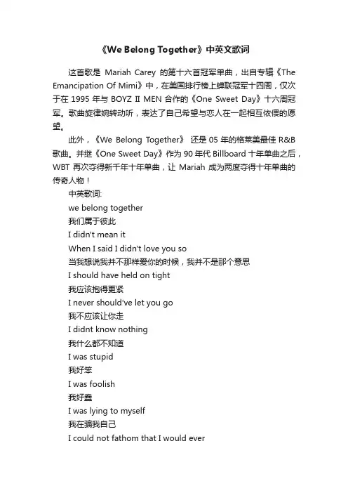《WeBelongTogether》中英文歌词