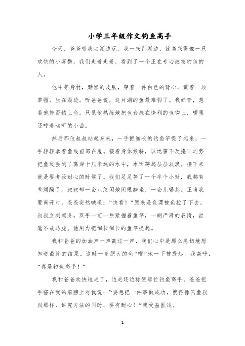 小学三年级作文钓鱼高手