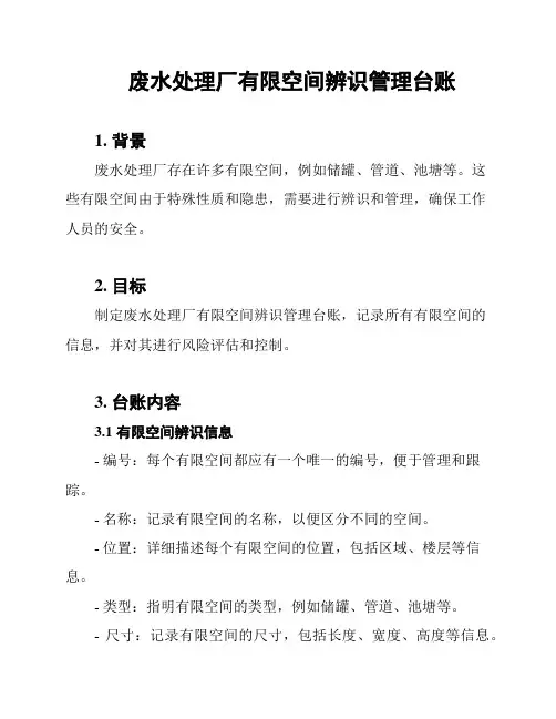 废水处理厂有限空间辨识管理台账