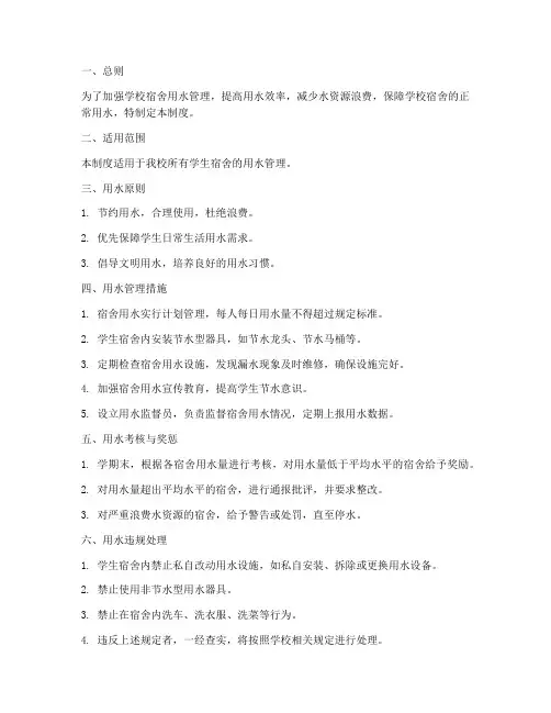 学校宿舍节约用水管理制度