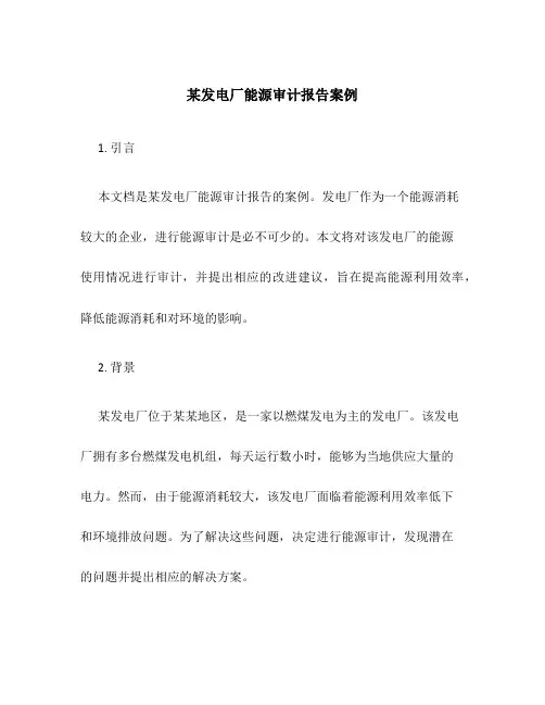 某发电厂能源审计报告案例