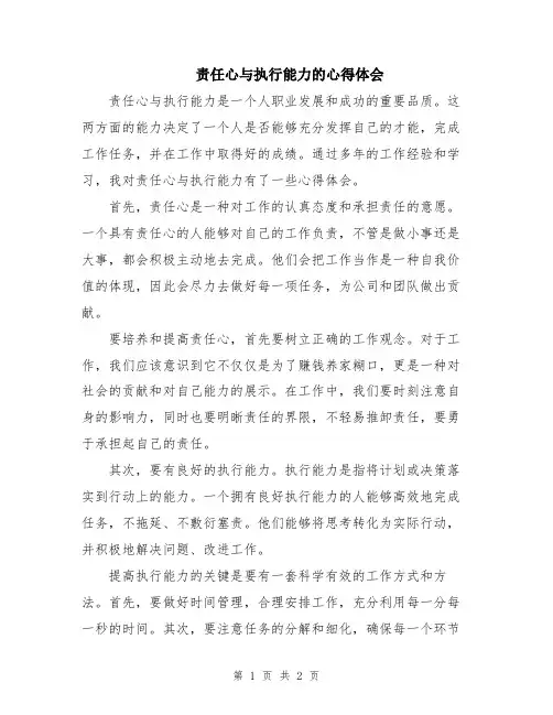 责任心与执行能力的心得体会