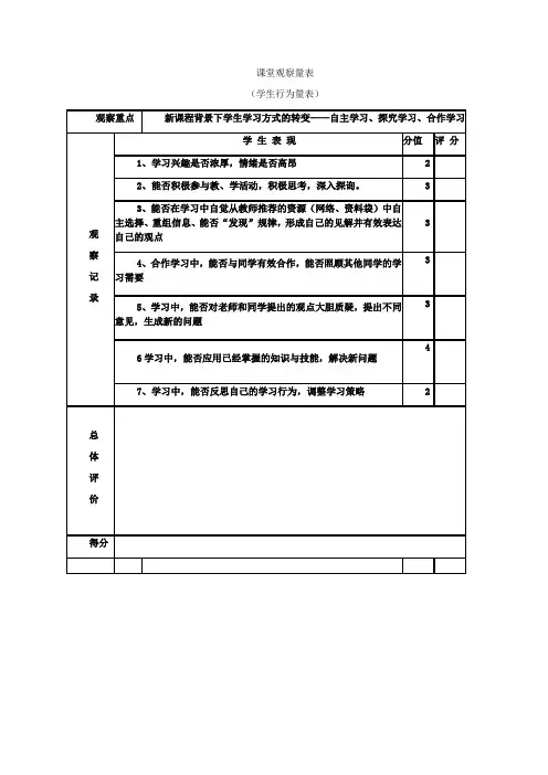 课堂观察量表