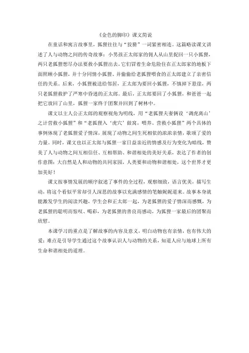 【部编版小学语文】《金色的脚印》课文简说