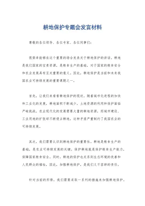 耕地保护专题会发言材料