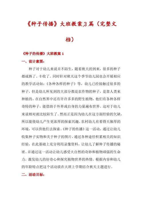 《种子传播》大班教案,3篇