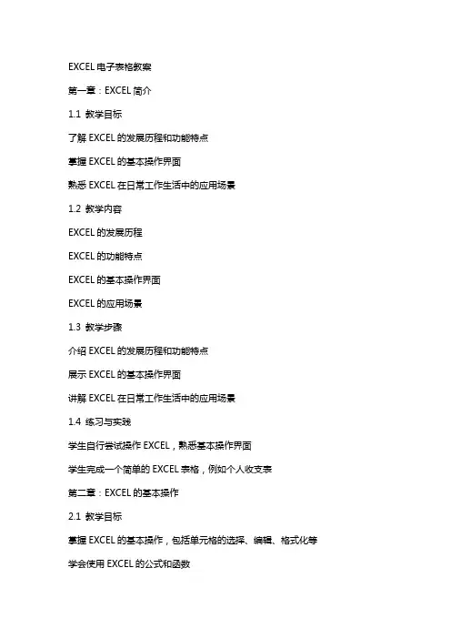 EXCEL电子表格教案