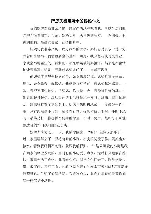严厉又温柔可亲的妈妈作文