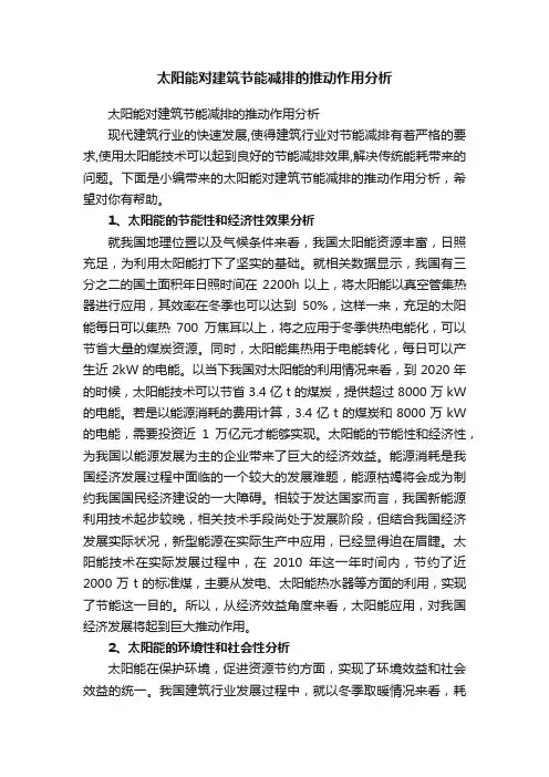 太阳能对建筑节能减排的推动作用分析