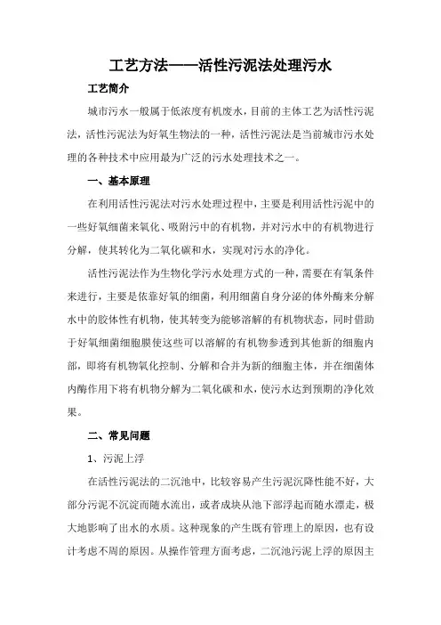 工艺方法——活性污泥法处理污水