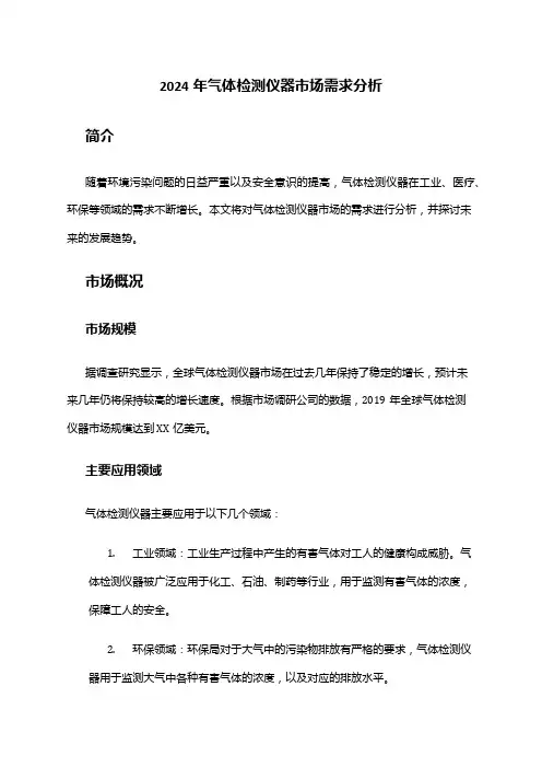 2024年气体检测仪器市场需求分析