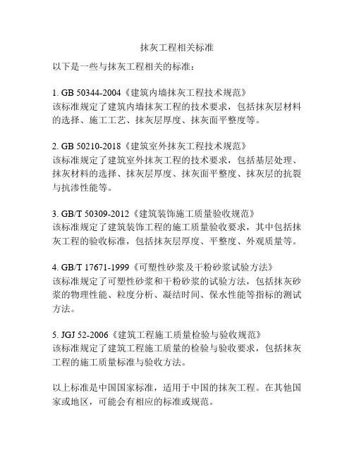 抹灰工程相关标准