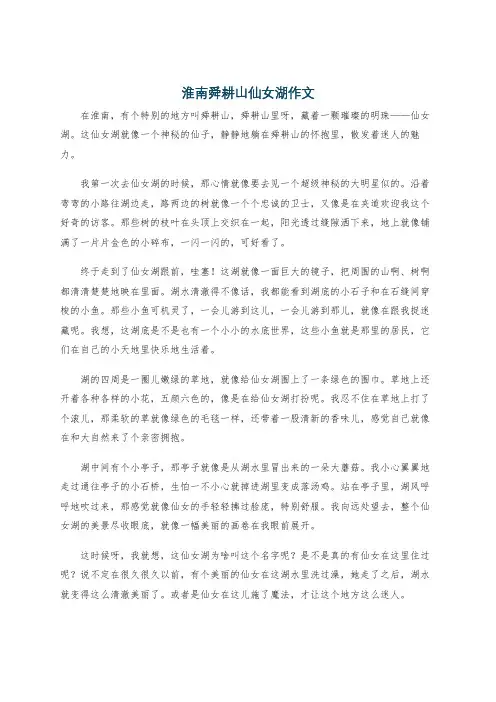 淮南舜耕山仙女湖作文
