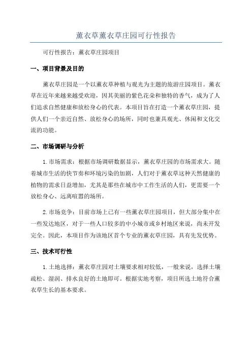 薰衣草薰衣草庄园可行性报告