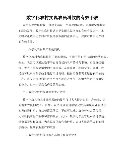 数字化农村实现农民增收的有效手段