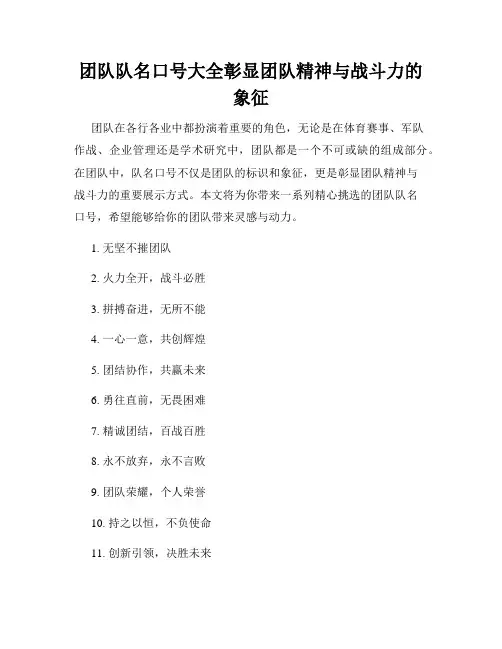 团队队名口号大全彰显团队精神与战斗力的象征