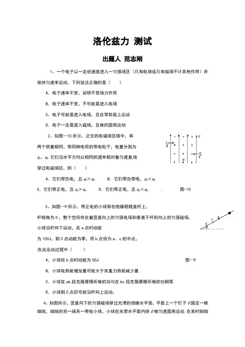 洛伦兹力测试题及答案