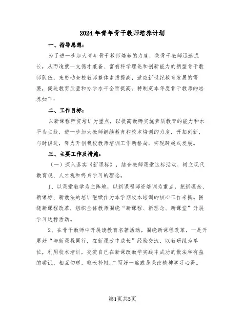 2024年青年骨干教师培养计划（二篇）